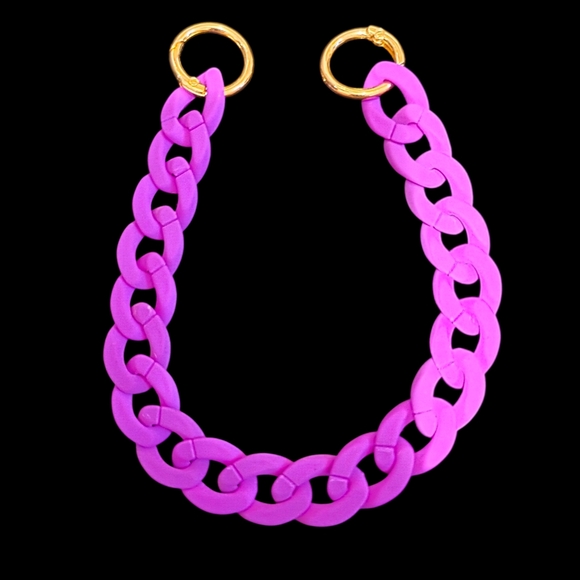 Vibrant Chunky Purple Bag Chain Strap with Gold Rings - Picture 1 of 1